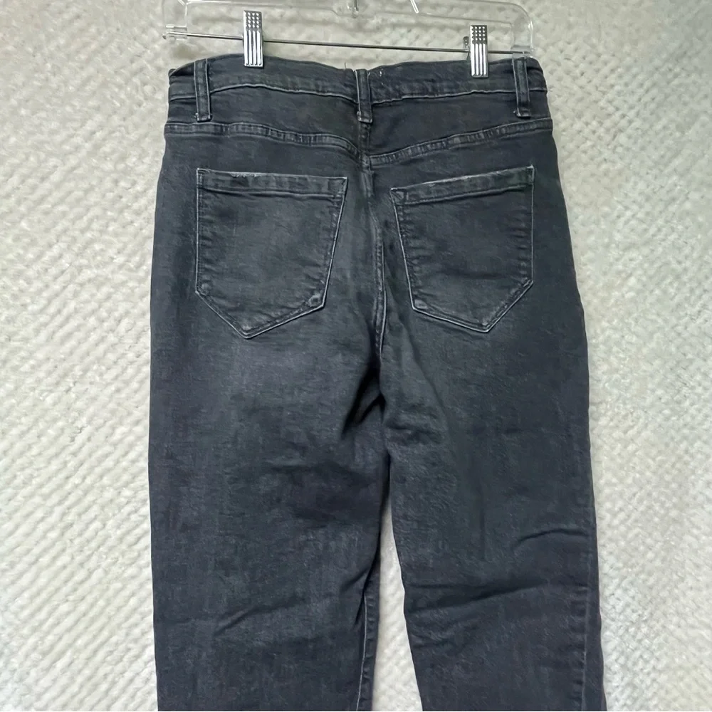Kensie Womens The Ella High Rise Straight Jeans Size 6 Charcoal Cotton